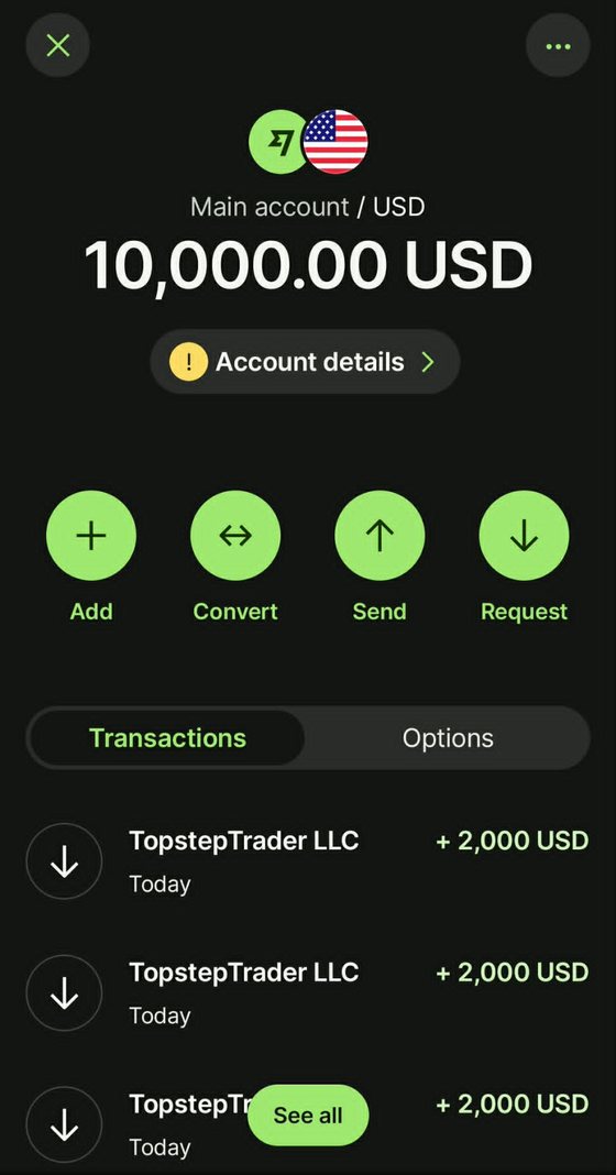 Funded futures payouts from TopstepTrader withdrawn to a Wise account